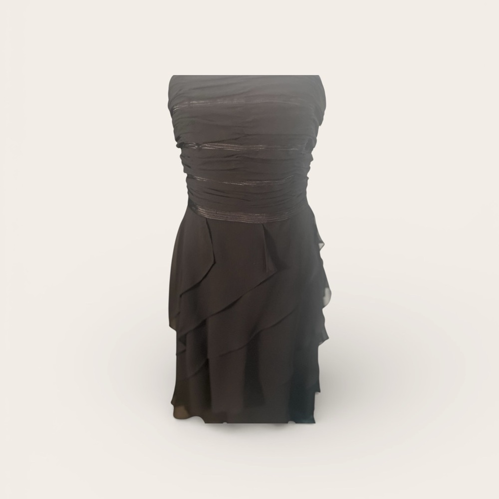 White House Black Market Strapless Black Chiffon Dress Size 6